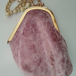 Pink Velvet Twist  Chain Purse